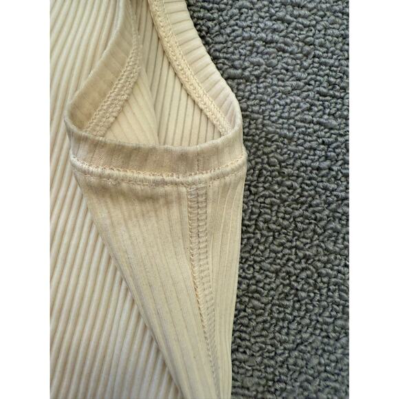 Theory Women's Small Petite Cream White Ribbed Tank Top Samek Belsay Sleeveless - Picture 7 of 13